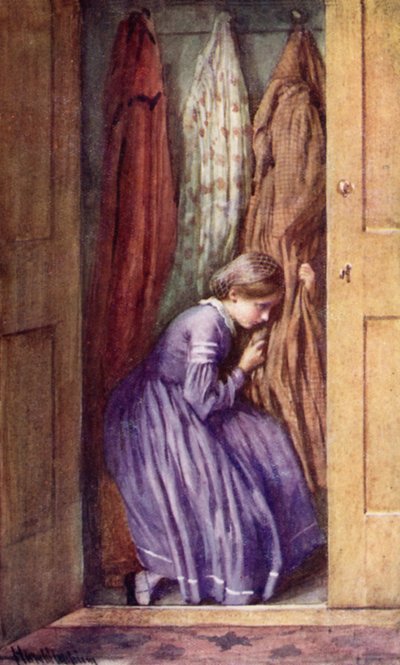 She Hid Her Face in the Folds of a Certain Dear Old Gown, and Made Her Little Moan by Harold Copping